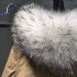 Moncler beige jacket with white fox fur